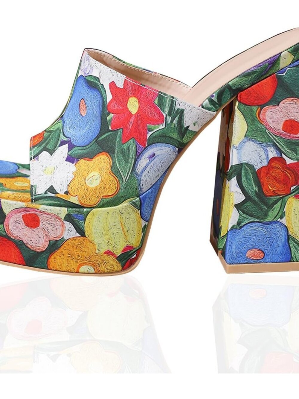 Women's 02-blue Chunky Platform High Heels Square Open Toe Wedge Sandals Shoes